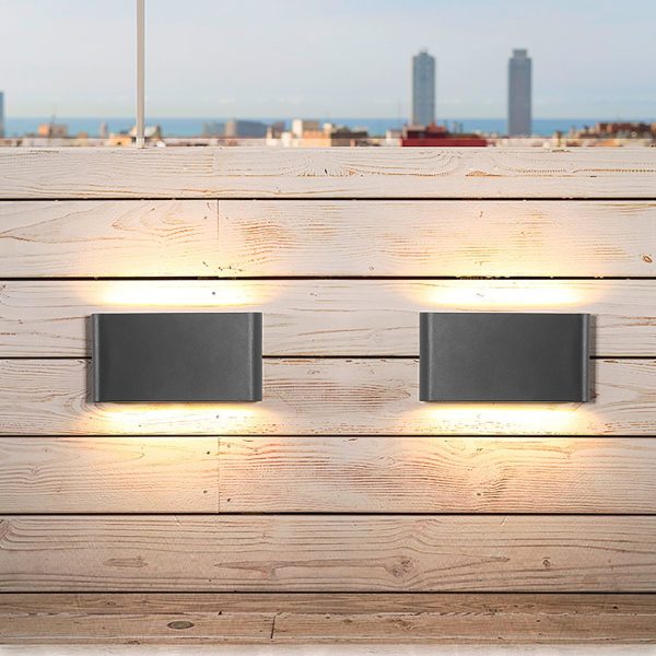 2-Light Black Modern Low Profile Exterior Porch LED Slim Outdoor Up Down Wall Light - Image 9