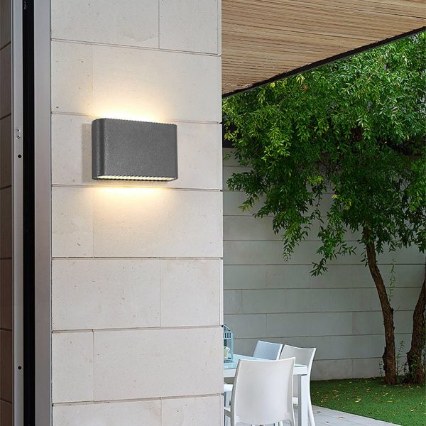 2-Light Black Modern Low Profile Exterior Porch LED Slim Outdoor Up Down Wall Light - Image 5