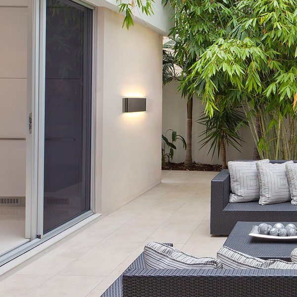 2-Light Black Modern Low Profile Exterior Porch LED Slim Outdoor Up Down Wall Light - Image 4