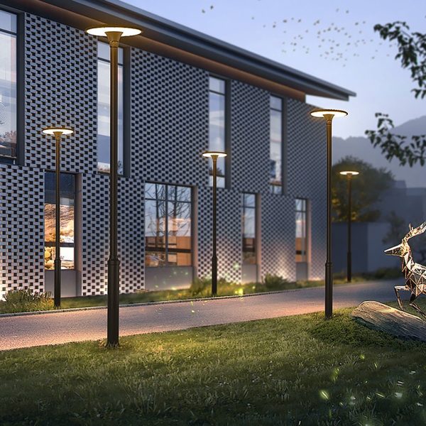 Round Waterproof LED Gray Modern Public Lighting Outdoor Pole Lights - Image 2