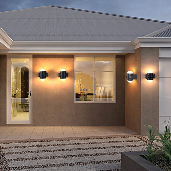 Round Waterproof LED Black Modern Up and Down Lights Outdoor Wall Sconces - Image 4