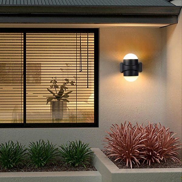 Round Waterproof LED Black Modern Up and Down Lights Outdoor Wall Sconces - Image 2