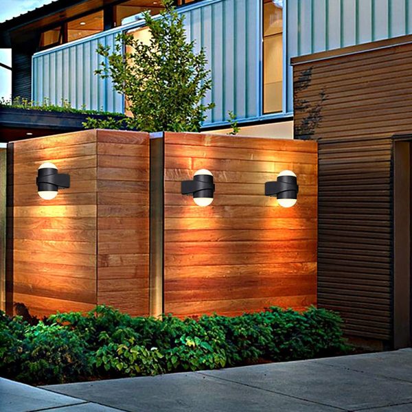Round Waterproof LED Black Modern Up and Down Lights Outdoor Wall Sconces - Image 3