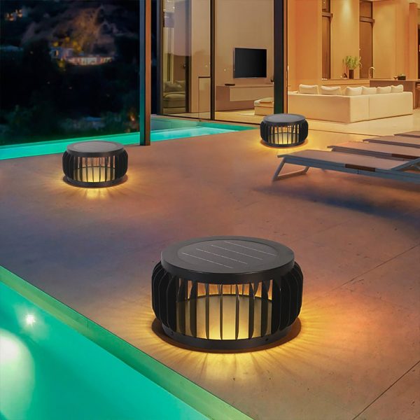 Modern Outdoor Waterproof Solar Three-color Dimming LED Garden Lamp Post Light - Image 4