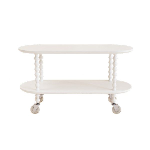 Traditional Vintage Oval Tabletop Solid Wood Panel Plastic Side Table 2-Tier For Living Room - Image 15